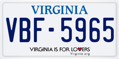 VA license plate VBF5965