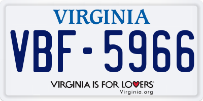 VA license plate VBF5966