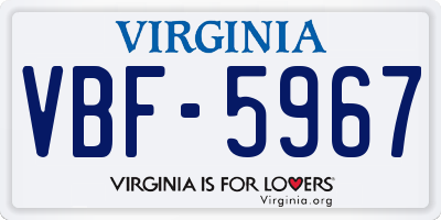 VA license plate VBF5967