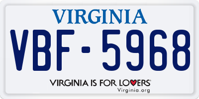 VA license plate VBF5968