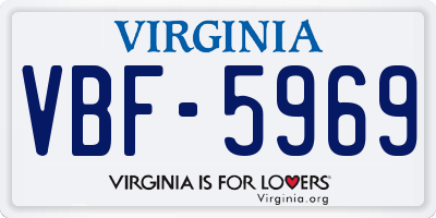 VA license plate VBF5969