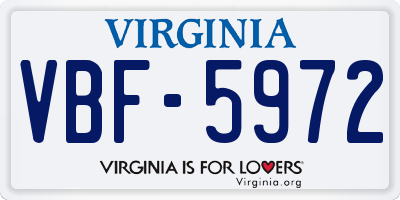 VA license plate VBF5972