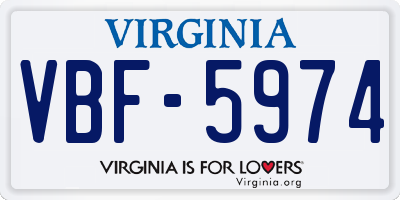 VA license plate VBF5974