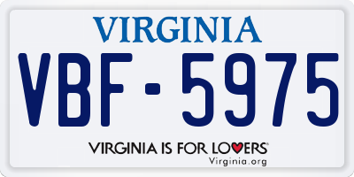 VA license plate VBF5975