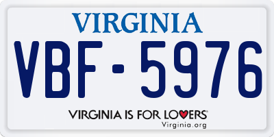 VA license plate VBF5976