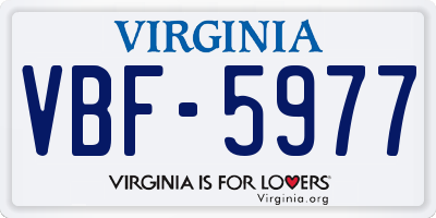 VA license plate VBF5977