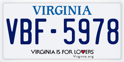 VA license plate VBF5978
