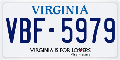 VA license plate VBF5979