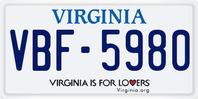 VA license plate VBF5980
