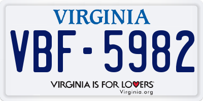VA license plate VBF5982