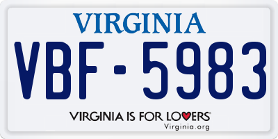 VA license plate VBF5983