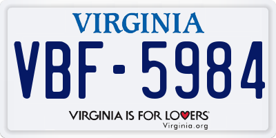 VA license plate VBF5984