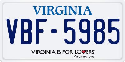 VA license plate VBF5985