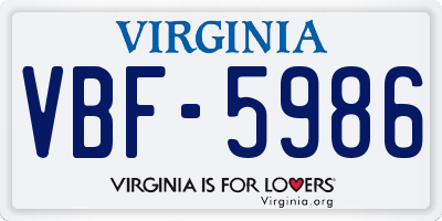 VA license plate VBF5986