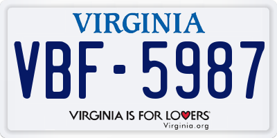 VA license plate VBF5987