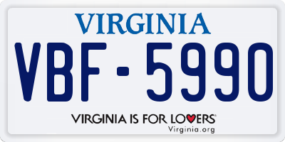 VA license plate VBF5990