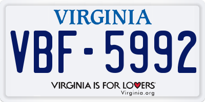 VA license plate VBF5992