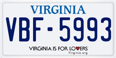 VA license plate VBF5993