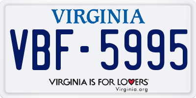 VA license plate VBF5995