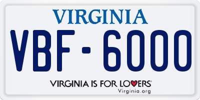 VA license plate VBF6000