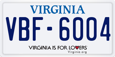 VA license plate VBF6004