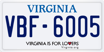 VA license plate VBF6005