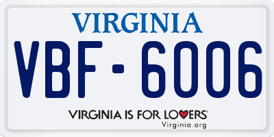 VA license plate VBF6006