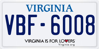 VA license plate VBF6008