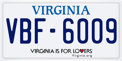 VA license plate VBF6009