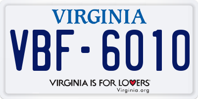 VA license plate VBF6010