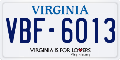 VA license plate VBF6013