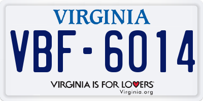 VA license plate VBF6014