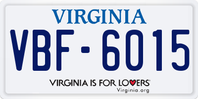 VA license plate VBF6015
