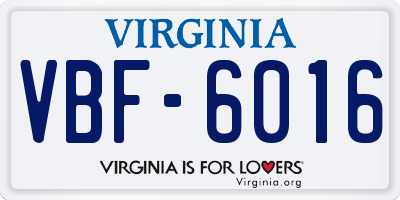 VA license plate VBF6016