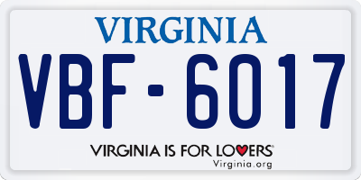 VA license plate VBF6017