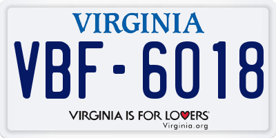 VA license plate VBF6018