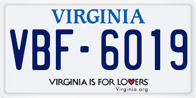 VA license plate VBF6019