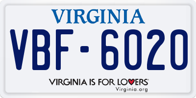 VA license plate VBF6020
