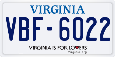 VA license plate VBF6022