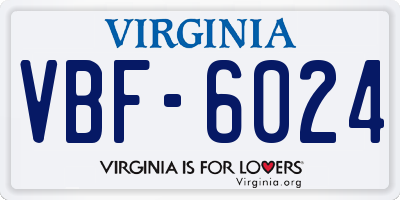 VA license plate VBF6024