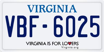VA license plate VBF6025