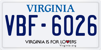 VA license plate VBF6026