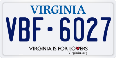 VA license plate VBF6027