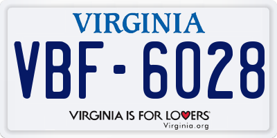 VA license plate VBF6028