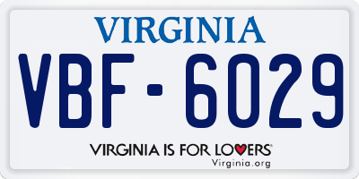 VA license plate VBF6029