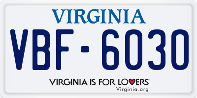 VA license plate VBF6030