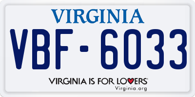 VA license plate VBF6033