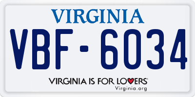 VA license plate VBF6034