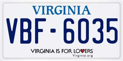VA license plate VBF6035