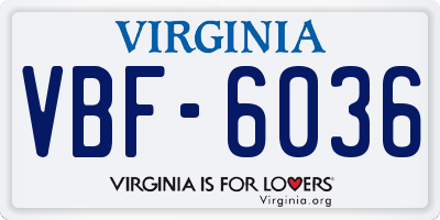 VA license plate VBF6036